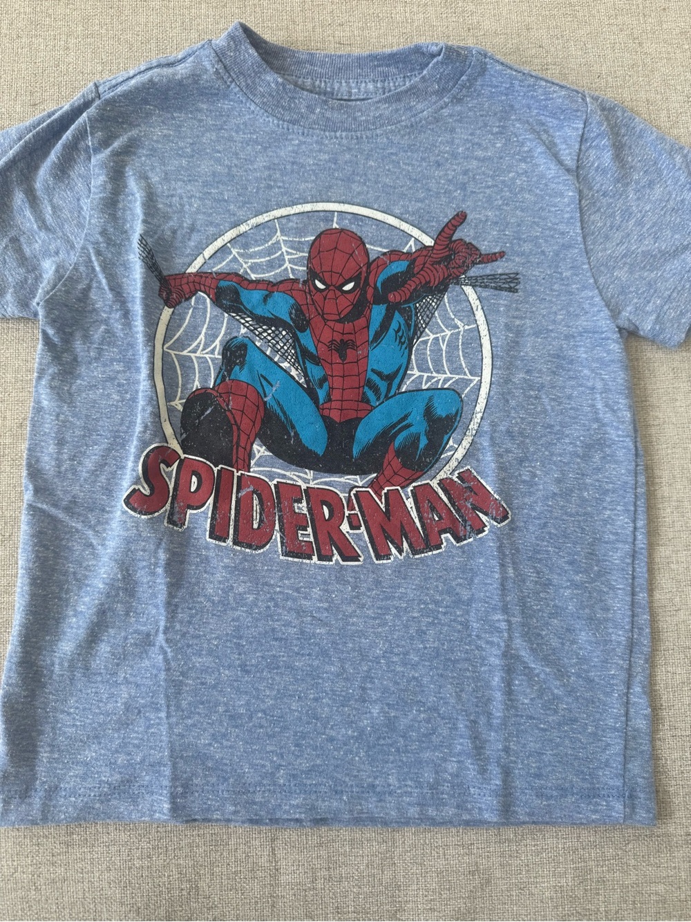 Marvel Spider-Man Blue Heather Tee with Red and Black Graphic